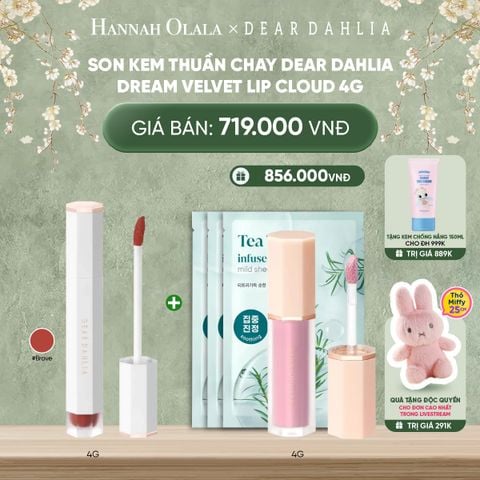  DEAL 2: SON KEM THUẦN CHAY DEAR DAHLIA DREAM VELVET LIP CLOUD 4G 
