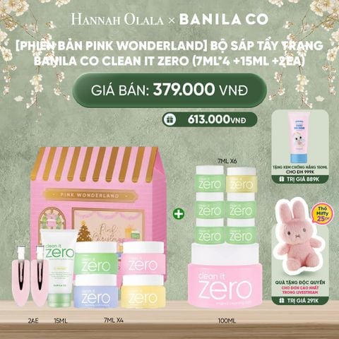  DEAL 2: [PHIÊN BẢN PINK WONDERLAND] BỘ SÁP TẨY TRANG BANILA CO CLEAN IT ZERO (7ML*4 +15ML +2EA) 