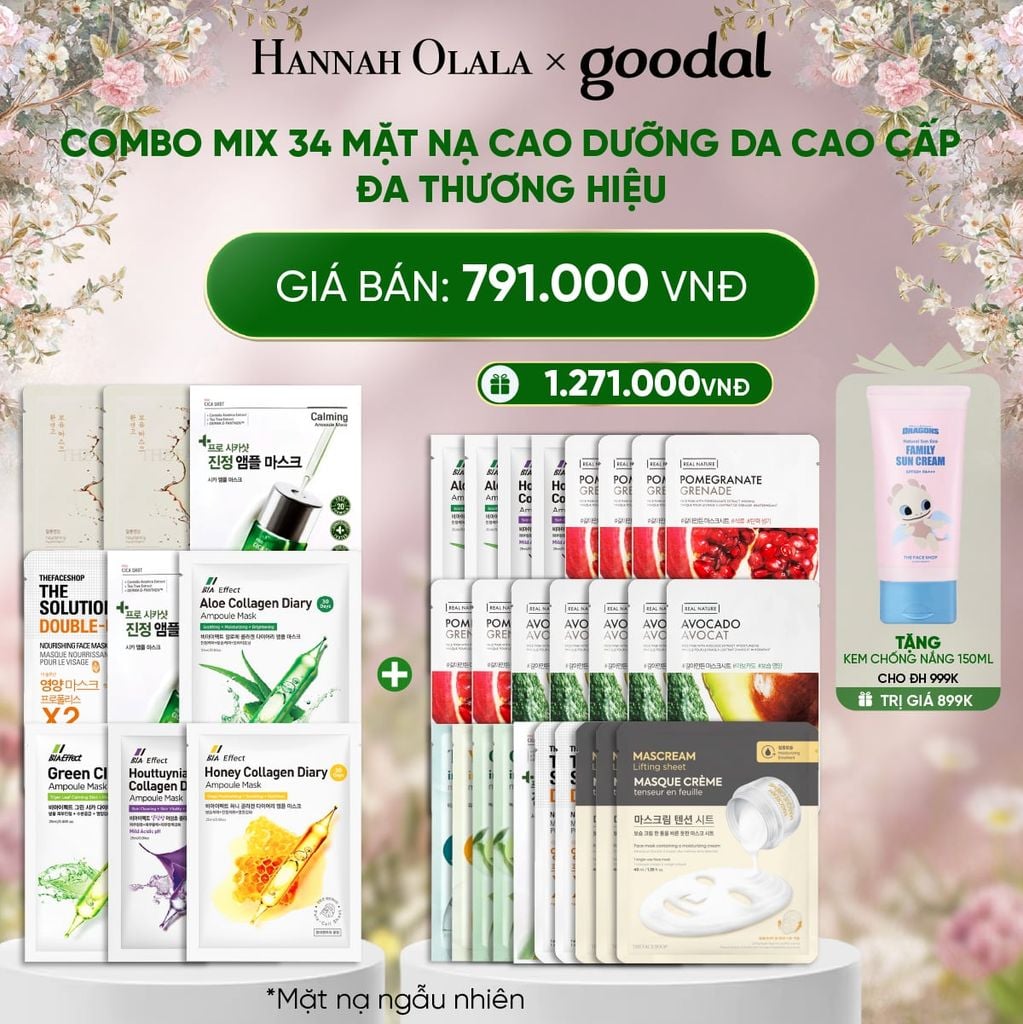  DEAL 5: COMBO MIX 34 MẶT NẠ DƯỠNG DA CAO CẤP ĐA THƯƠNG HIỆU 