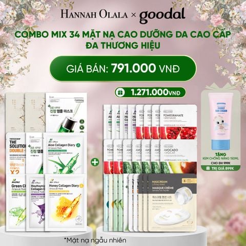  DEAL 5: COMBO MIX 34 MẶT NẠ DƯỠNG DA CAO CẤP ĐA THƯƠNG HIỆU 