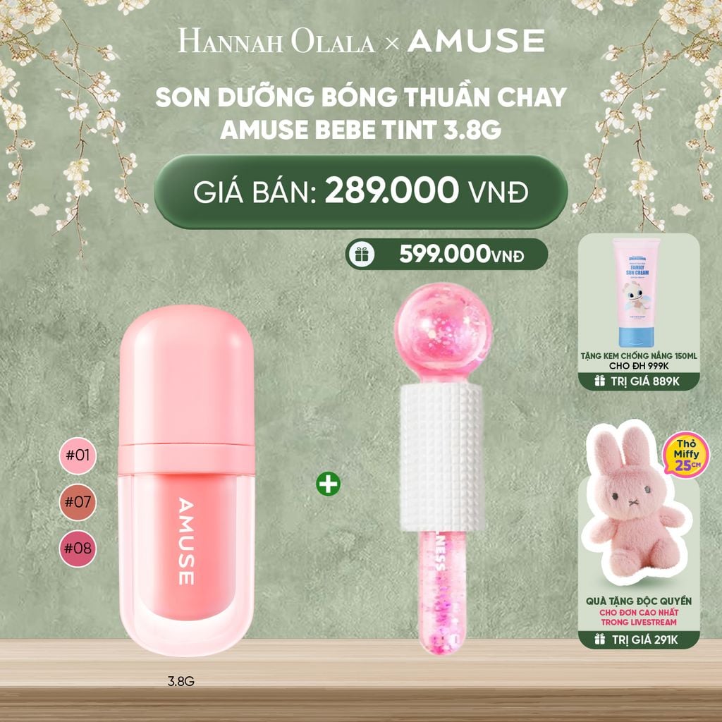  DEAL 1: SON TINT BÓNG THUẦN CHAY AMUSE BEBE TINT 3.8G 