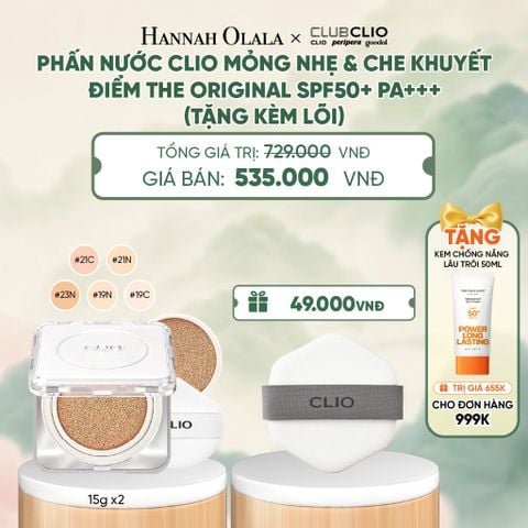  PHẤN NƯỚC CLIO MỎNG NHẸ & CHE KHUYẾT ĐIỂM THE ORIGINAL SPF50+ PA+++ (TẶNG KÈM LÕI) - A538 