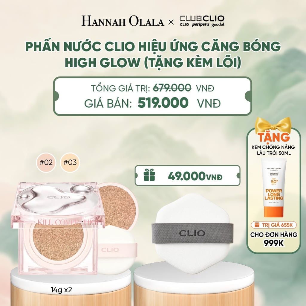  PHẤN NƯỚC CLIO HIỆU ỨNG CĂNG BÓNG HIGH GLOW (TẶNG KÈM LÕI) - A542 