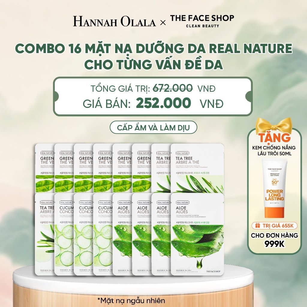  COMBO 16 MẶT NẠ DƯỠNG DA REAL NATURE CHO TỪNG VẤN ĐỀ DA - A2 