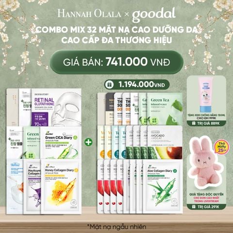 DEAL 1: COMBO MIX 32 MẶT NẠ CAO DƯỠNG DA CAO CẤP ĐA THƯƠNG HIỆU 