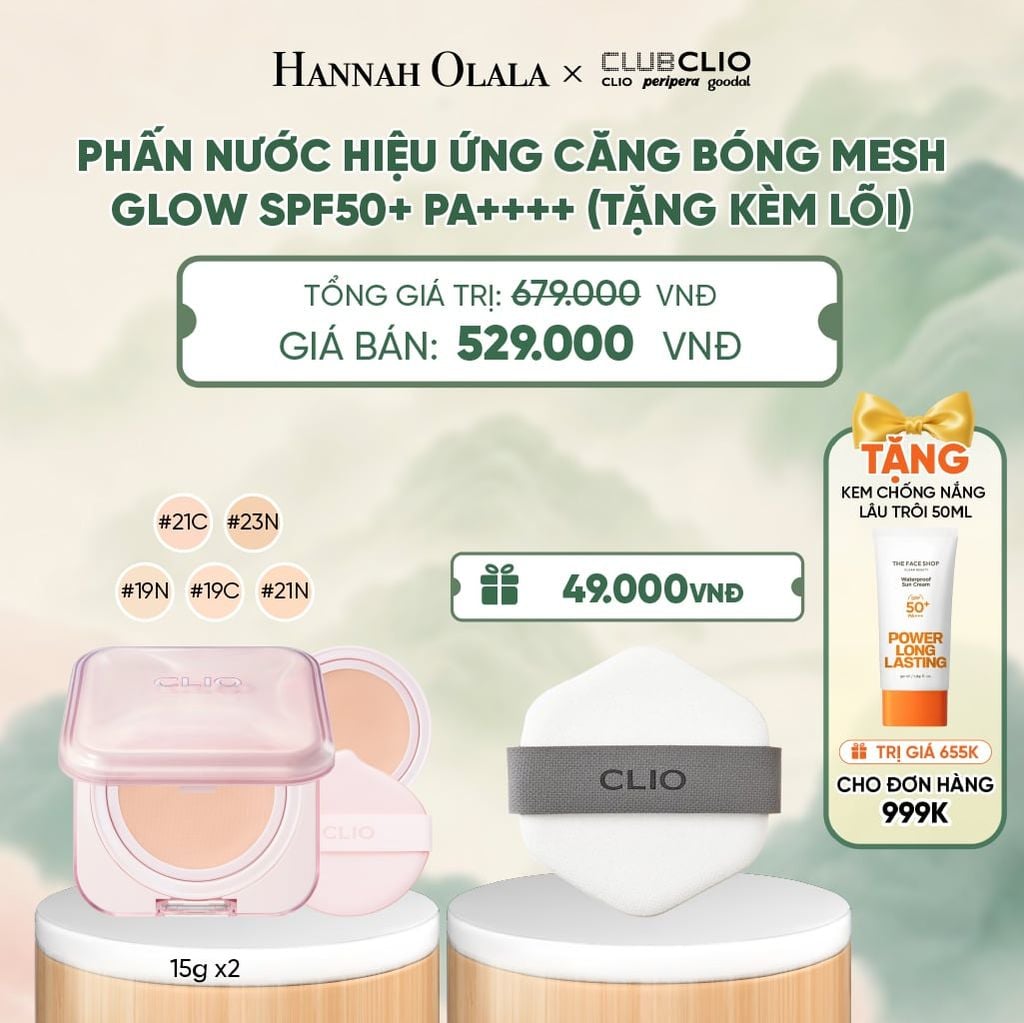  PHẤN NƯỚC HIỆU ỨNG CĂNG BÓNG MESH GLOW SPF50+ PA++++ (TẶNG KÈM LÕI) - A544 