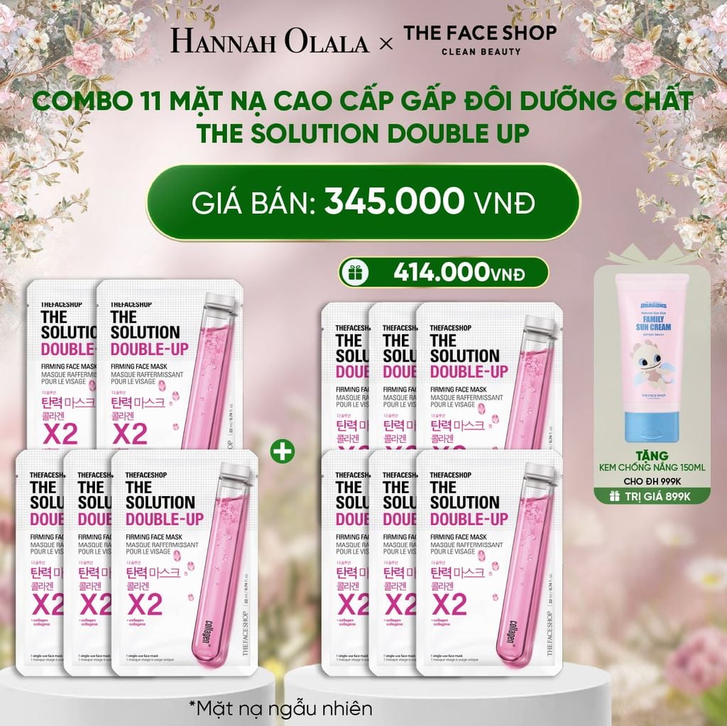 DEAL 3: COMBO 11 MẶT NẠ CAO CẤP GẤP ĐÔI DƯỠNG CHẤT THE SOLUTION DOUBLE UP 