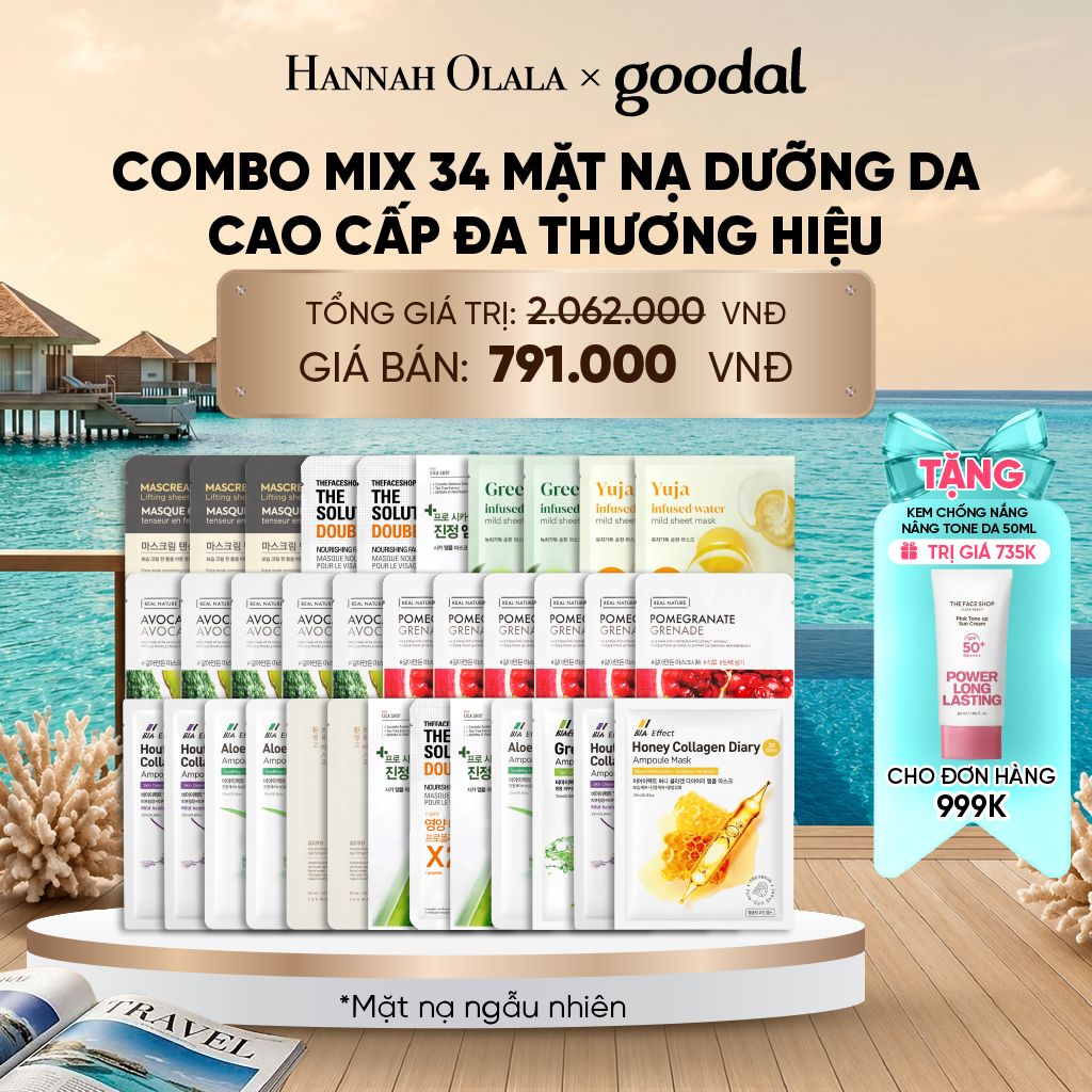  COMBO MIX 34 MẶT NẠ CAO DƯỠNG DA CAO CẤP ĐA THƯƠNG HIỆU_ D295 