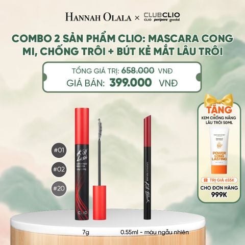  MASCARA CLIO CONG MI, CHỐNG TRÔI + KẺ MẮT NƯỚC CLIO SUPERPROOF - A548 