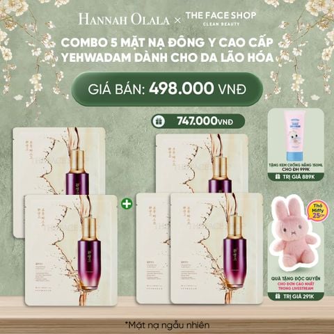  DEAL 11: COMBO 5 MẶT NẠ ĐÔNG Y CAO CẤP YEHWADAM DÀNH CHO DA LÃO HÓA 