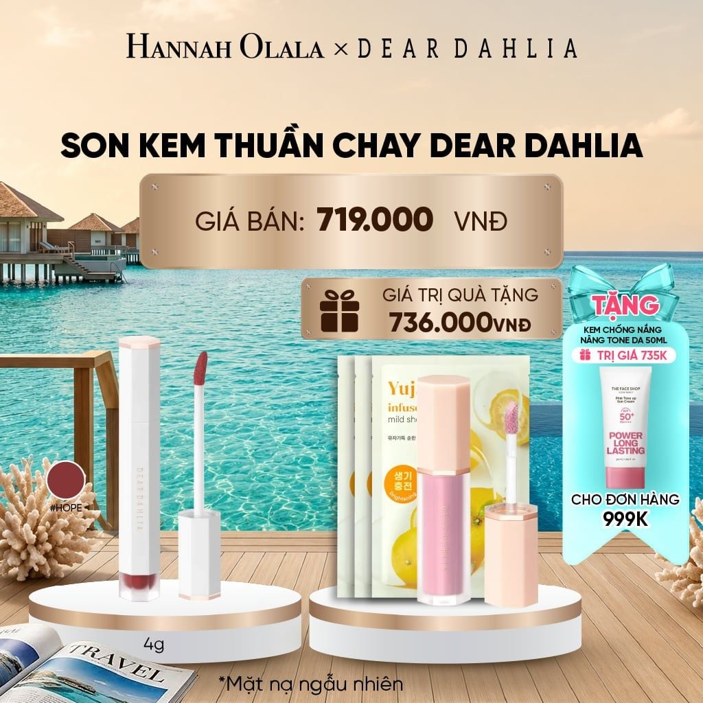 SON KEM THUẦN CHAY DEAR DAHLIA DREAM VELVET LIP CLOUD 4G_ D1798 