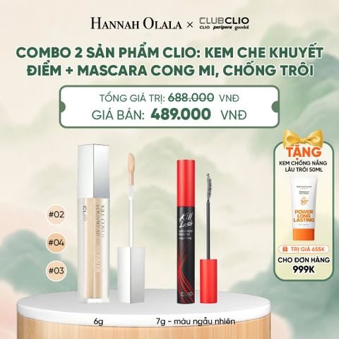  COMBO 2 SẢN PHẨM CLIO: KEM CHE KHUYẾT ĐIỂM + MASCARA CONG MI, CHỐNG TRÔI - A558 