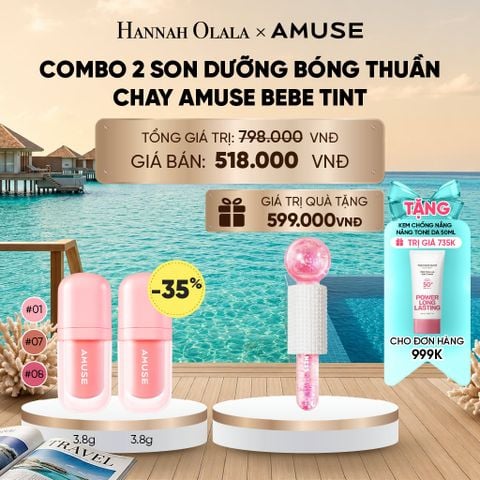  COMBO 2 SON DƯỠNG BÓNG THUẦN CHAY AMUSE BEBE TINT 3.8G_ D757 