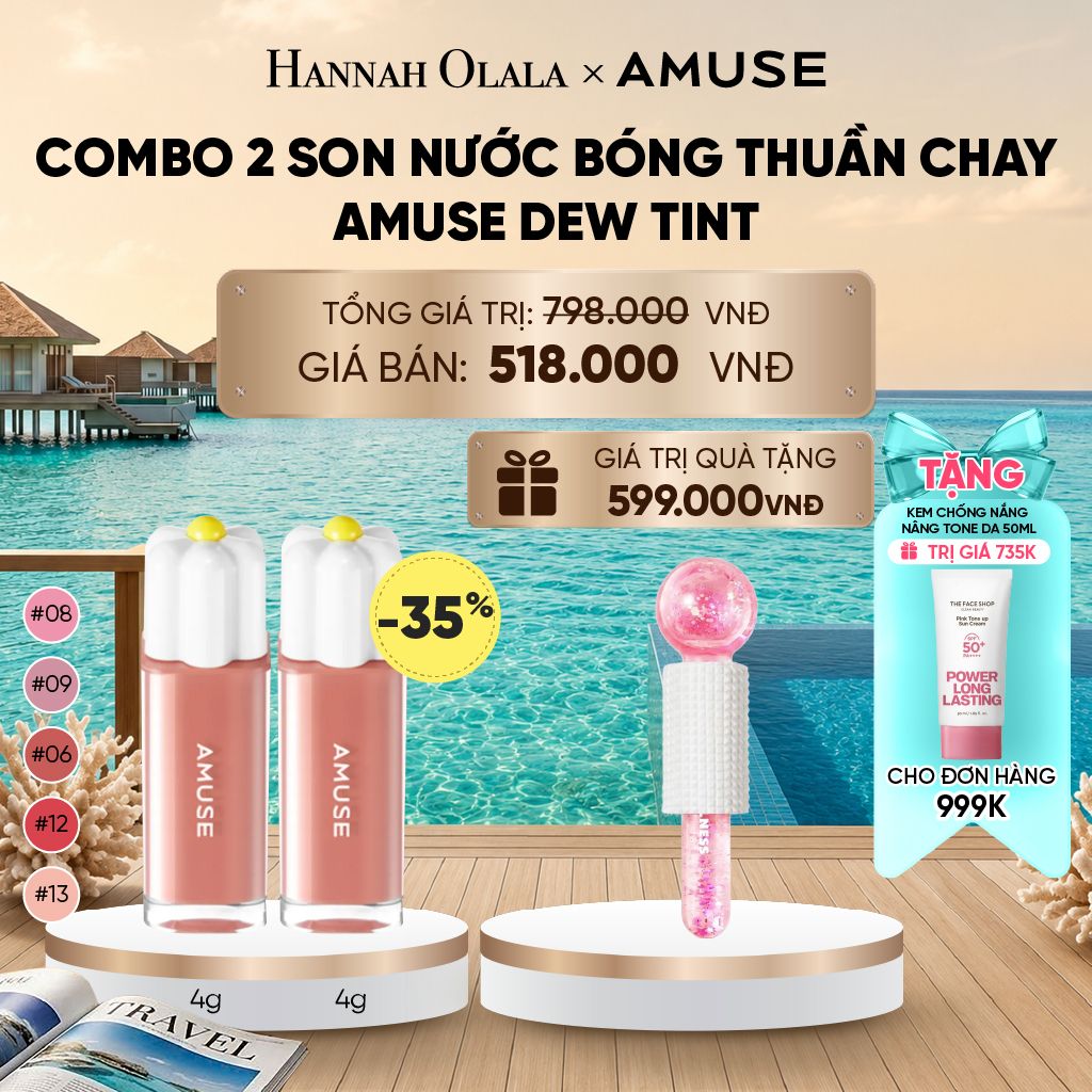  COMBO 2 SON NƯỚC BÓNG THUẦN CHAY AMUSE DEW TINT 4G_ D668 