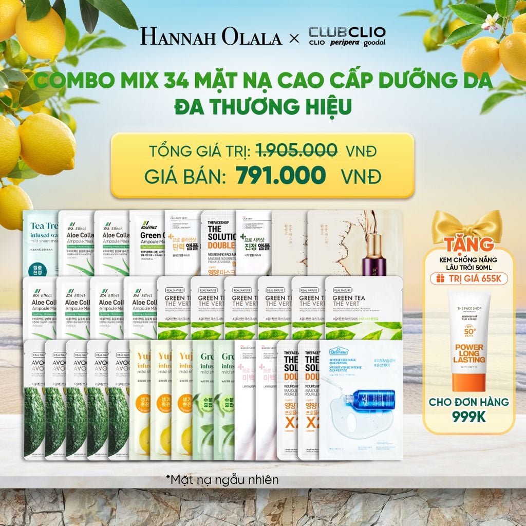  COMBO MIX 34 MẶT NẠ CAO DƯỠNG DA CAO CẤP ĐA THƯƠNG HIỆU 