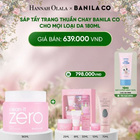  DEAL 1: SÁP TẨY TRANG THUẦN CHAY BANILA CO CHO MỌI LOẠI DA 180ML 