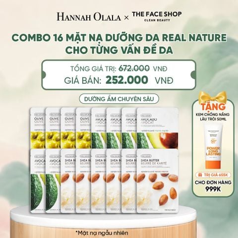  COMBO 16 MẶT NẠ DƯỠNG DA REAL NATURE CHO TỪNG VẤN ĐỀ DA - A2 