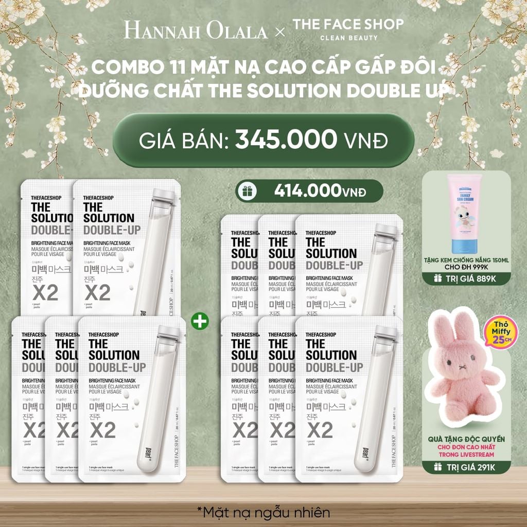  DEAL 3: COMBO 11 MẶT NẠ CAO CẤP GẤP ĐÔI DƯỠNG CHẤT THE SOLUTION DOUBLE UP 