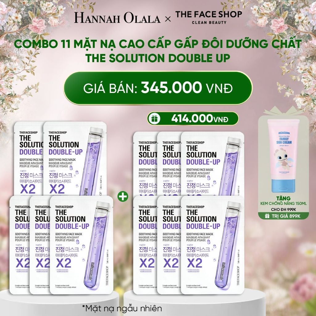  DEAL 3: COMBO 11 MẶT NẠ CAO CẤP GẤP ĐÔI DƯỠNG CHẤT THE SOLUTION DOUBLE UP 