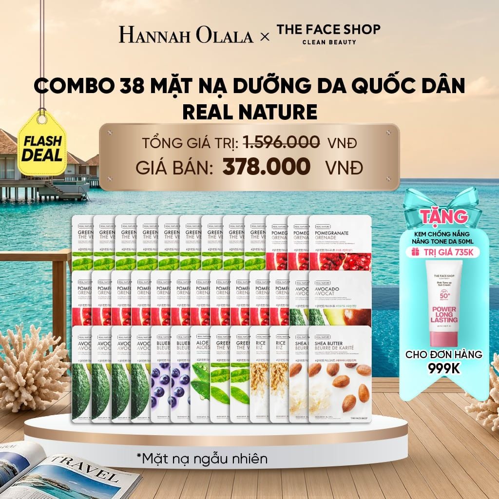  COMBO 38 MẶT NẠ DƯỠNG DA QUỐC DÂN REAL NATURE CHO MỌI LOẠI DA_ D2233 
