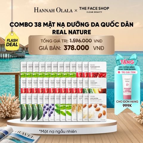  COMBO 38 MẶT NẠ DƯỠNG DA QUỐC DÂN REAL NATURE CHO MỌI LOẠI DA_ D2233 