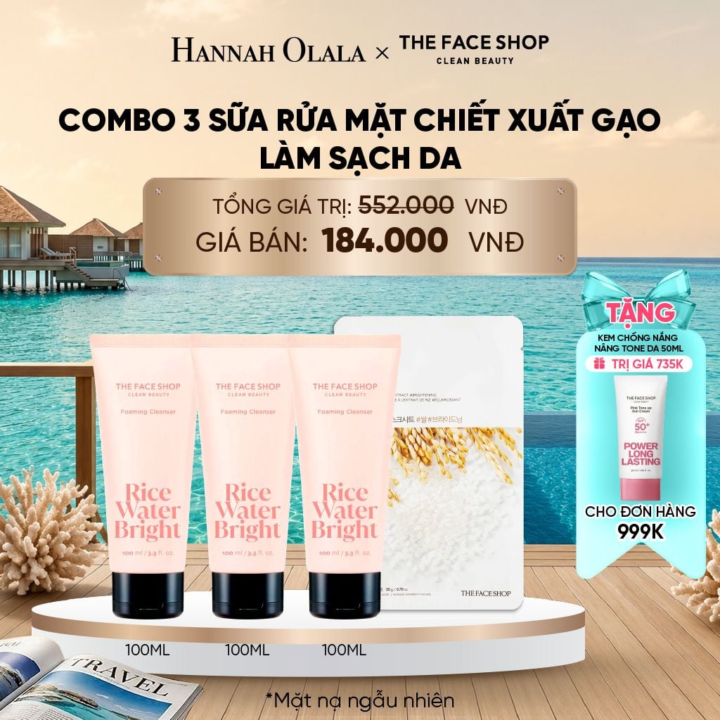  COMBO 3 SỮA RỬA MẶT LÀM SẠCH DA RICE WATER BRIGHT CLEANSING FOAM 100ML_ D94 