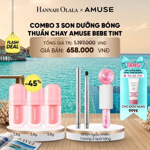  COMBO 3 SON DƯỠNG BÓNG THUẦN CHAY AMUSE BEBE TINT 3.8G_ D758 