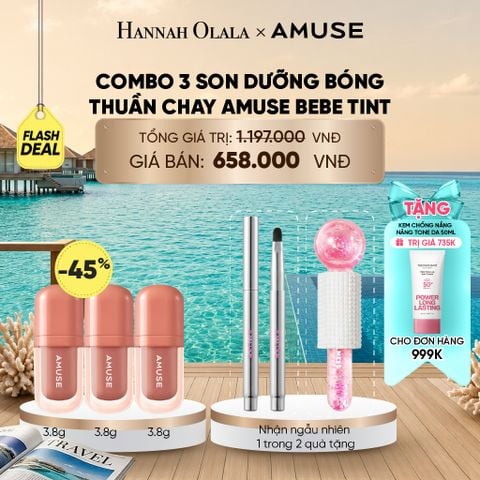  COMBO 3 SON DƯỠNG BÓNG THUẦN CHAY AMUSE BEBE TINT 3.8G_ D758 