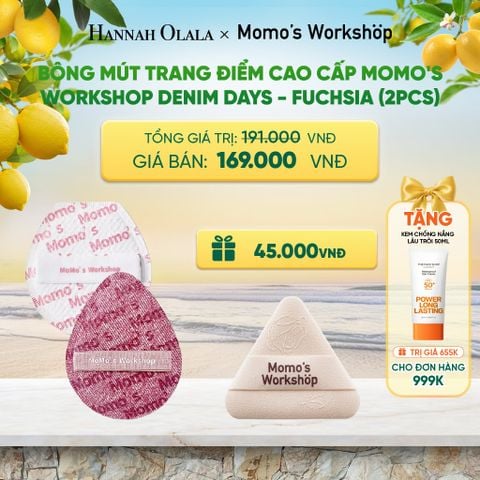  BÔNG MÚT TRANG ĐIỂM CAO CẤP MOMO'S WORKSHOP DENIM DAYS - FUCHSIA (2PCS) 