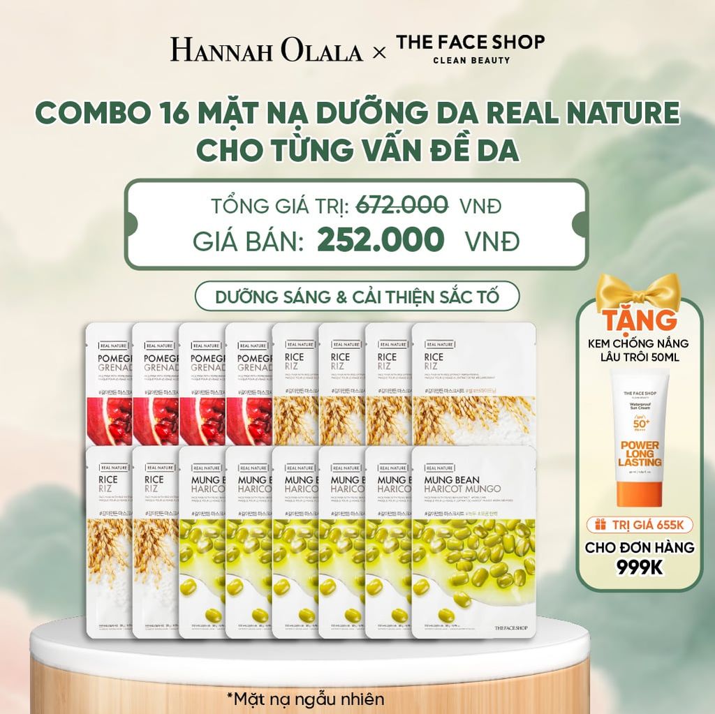  COMBO 16 MẶT NẠ DƯỠNG DA REAL NATURE CHO TỪNG VẤN ĐỀ DA - A2 