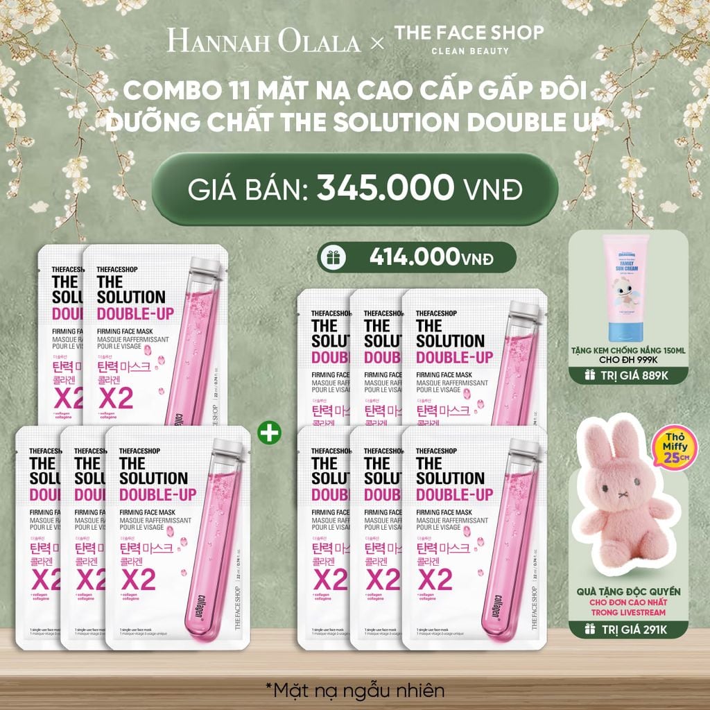  DEAL 3: COMBO 11 MẶT NẠ CAO CẤP GẤP ĐÔI DƯỠNG CHẤT THE SOLUTION DOUBLE UP 
