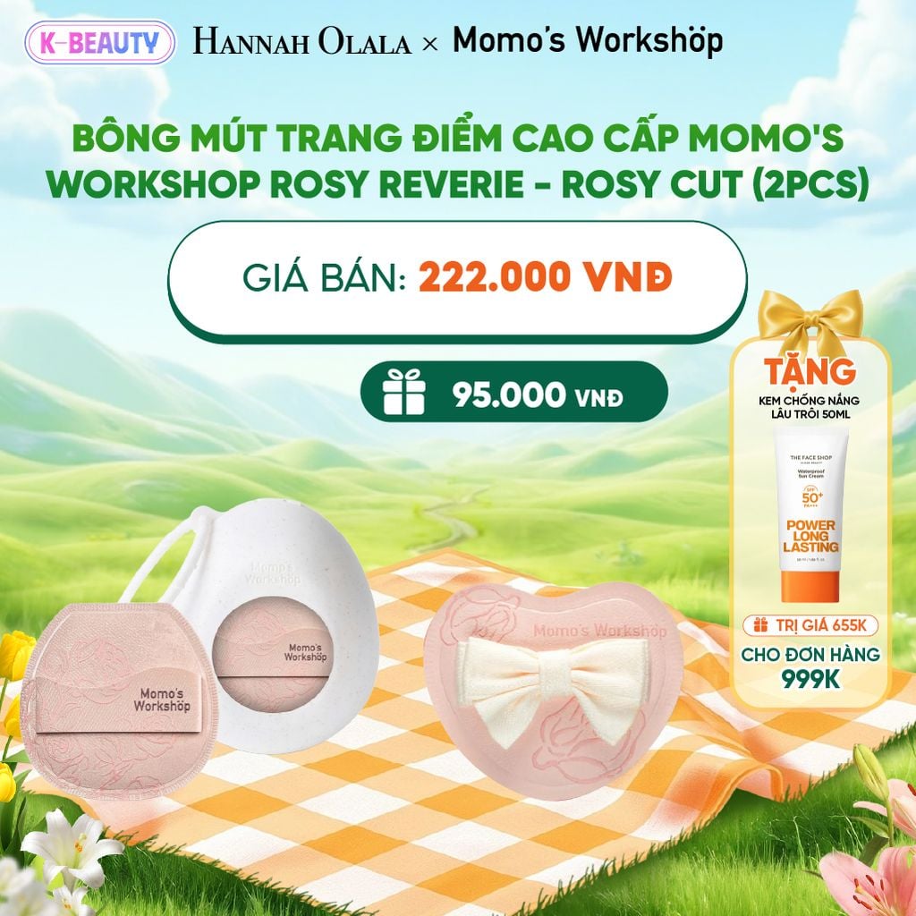  BÔNG MÚT TRANG ĐIỂM CAO CẤP MOMO'S WORKSHOP ROSY REVERIE - ROSY CUT (2PCS)_K94 