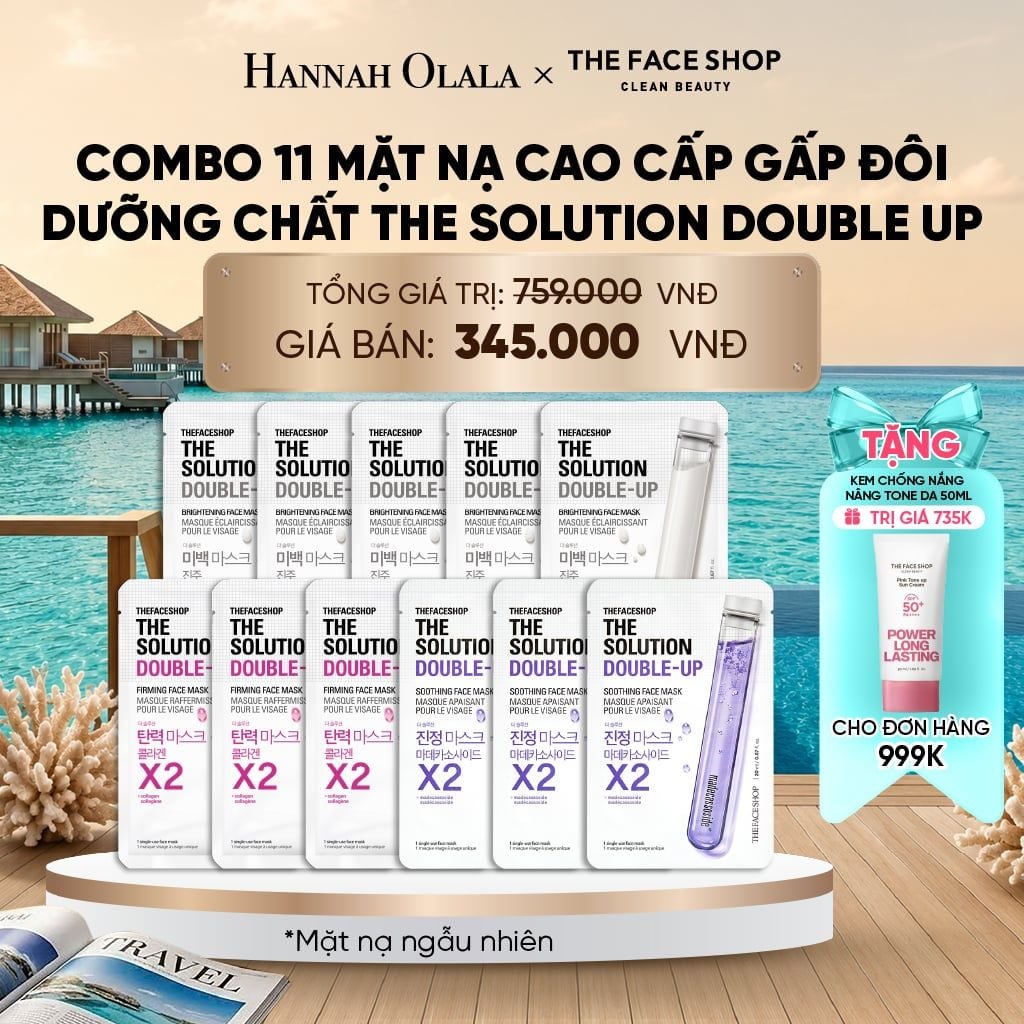  COMBO 11 MẶT NẠ CAO CẤP GẤP ĐÔI DƯỠNG CHẤT THE SOLUTION DOUBLE UP_ D467 