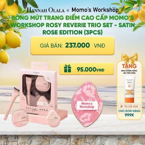  BÔNG MÚT TRANG ĐIỂM CAO CẤP MOMO'S WORKSHOP ROSY REVERIE TRIO SET - SATIN ROSE EDITION (3PCS) 