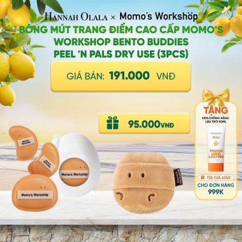  BÔNG MÚT TRANG ĐIỂM CAO CẤP MOMO'S WORKSHOP BENTO BUDDIES – PEEL 'N PALS DRY USE (3PCS) 
