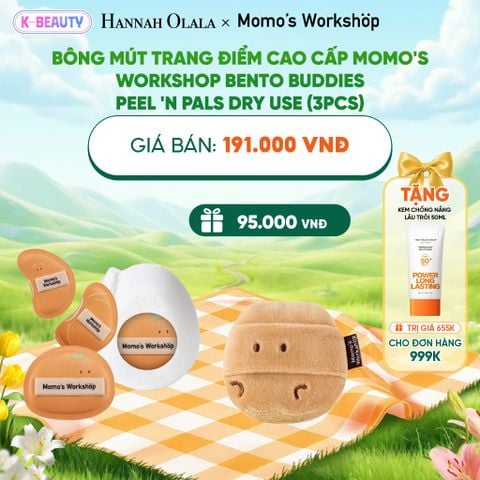  BÔNG MÚT TRANG ĐIỂM CAO CẤP MOMO'S WORKSHOP BENTO BUDDIES – PEEL 'N PALS DRY USE (3PCS)_K104 