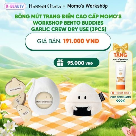  BÔNG MÚT TRANG ĐIỂM CAO CẤP MOMO'S WORKSHOP BENTO BUDDIES – GARLIC CREW DRY USE (3PCS_K105 