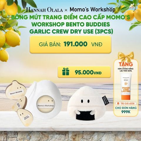  BÔNG MÚT TRANG ĐIỂM CAO CẤP MOMO'S WORKSHOP BENTO BUDDIES – GARLIC CREW DRY USE (3PCS 