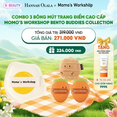  COMBO 3 BÔNG MÚT TRANG ĐIỂM CAO CẤP MOMO'S WORKSHOP BENTO BUDDIES COLLECTION_K106 