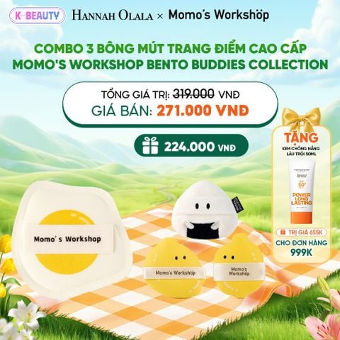  COMBO 3 BÔNG MÚT TRANG ĐIỂM CAO CẤP MOMO'S WORKSHOP BENTO BUDDIES COLLECTION_K106 