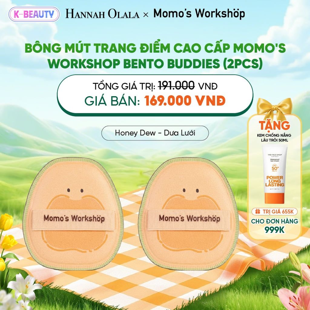  BÔNG MÚT TRANG ĐIỂM CAO CẤP MOMO'S WORKSHOP BENTO BUDDIES (2PCS)_K108 