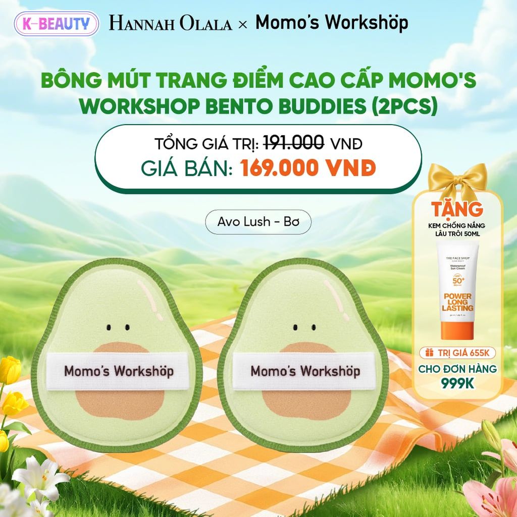  BÔNG MÚT TRANG ĐIỂM CAO CẤP MOMO'S WORKSHOP BENTO BUDDIES (2PCS)_K108 