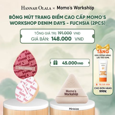  BÔNG MÚT TRANG ĐIỂM CAO CẤP MOMO'S WORKSHOP DENIM DAYS - FUCHSIA (2PCS) - A620 