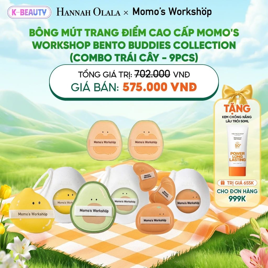  BÔNG MÚT TRANG ĐIỂM CAO CẤP MOMO'S WORKSHOP BENTO BUDDIES COLLECTION (COMBO TRÁI CÂY)_K111 