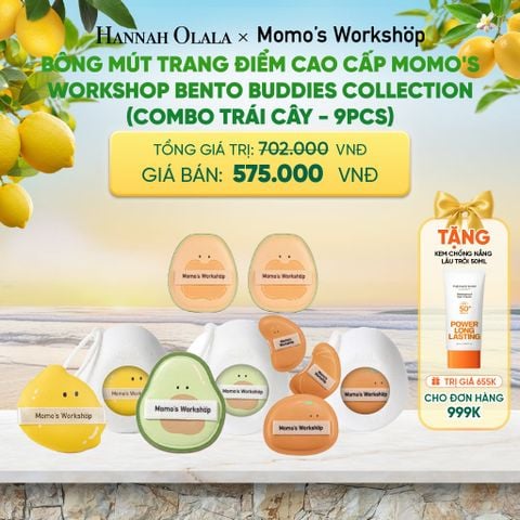  BÔNG MÚT TRANG ĐIỂM CAO CẤP MOMO'S WORKSHOP BENTO BUDDIES COLLECTION (COMBO TRÁI CÂY) 