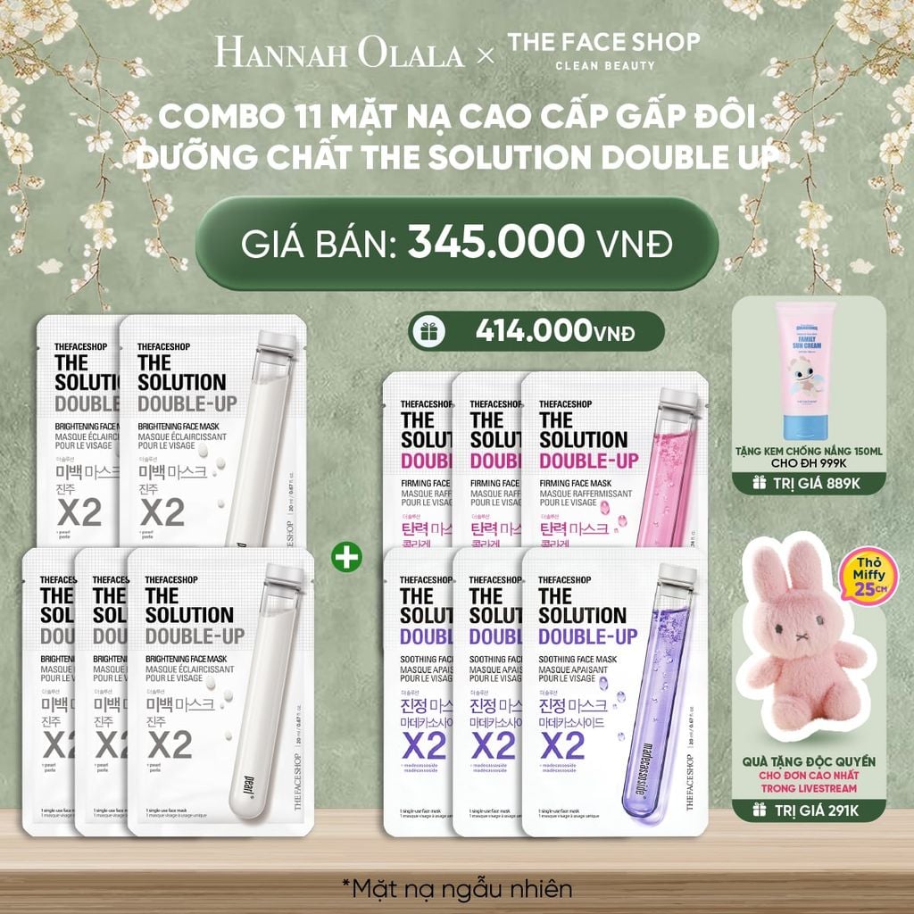  DEAL 3: COMBO 11 MẶT NẠ CAO CẤP GẤP ĐÔI DƯỠNG CHẤT THE SOLUTION DOUBLE UP 