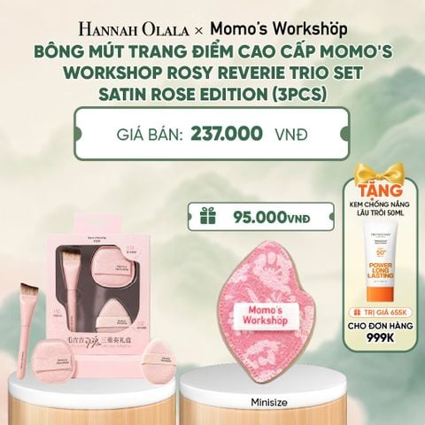  BÔNG MÚT TRANG ĐIỂM CAO CẤP MOMO'S WORKSHOP ROSY REVERIE TRIO SET - SATIN ROSE EDITION (3PCS) - A626 