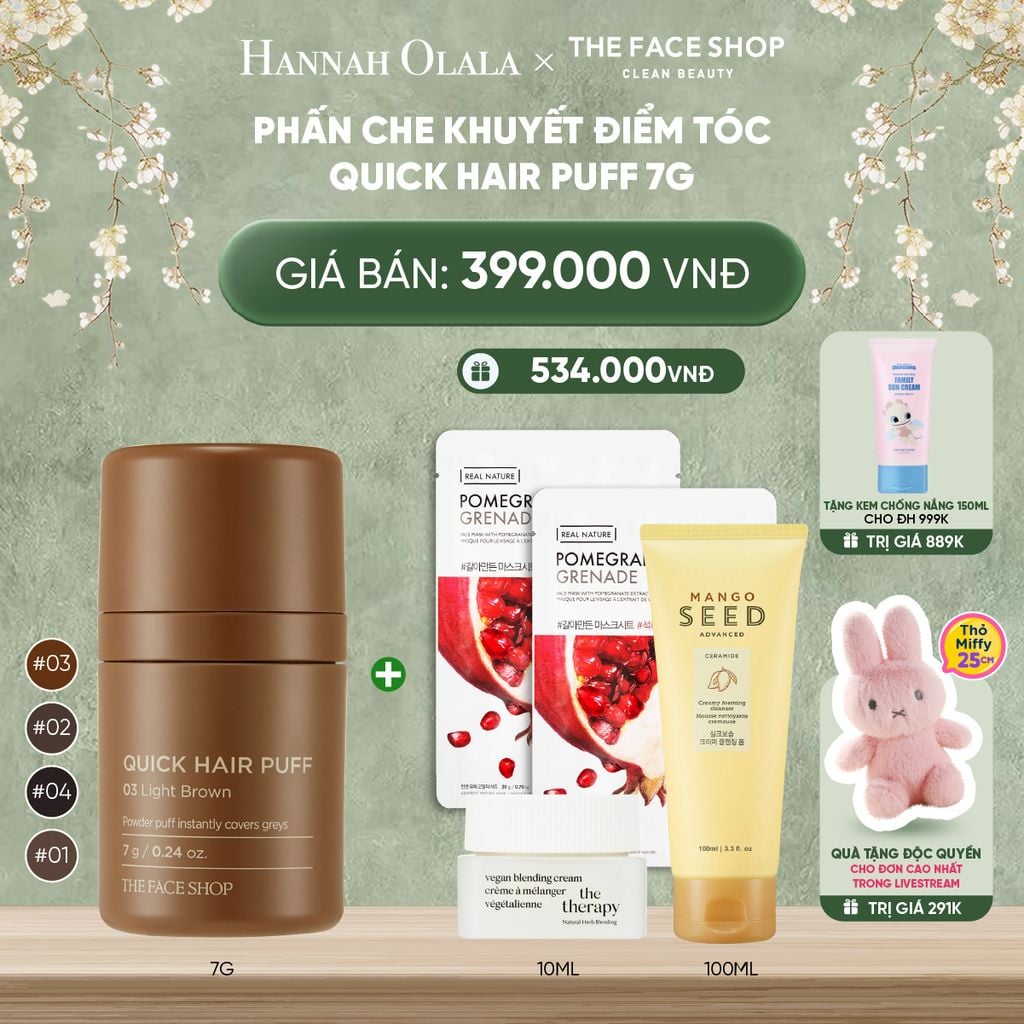  DEAL 4: PHẤN CHE KHUYẾT ĐIỂM TÓC QUICK HAIR PUFF 7G 