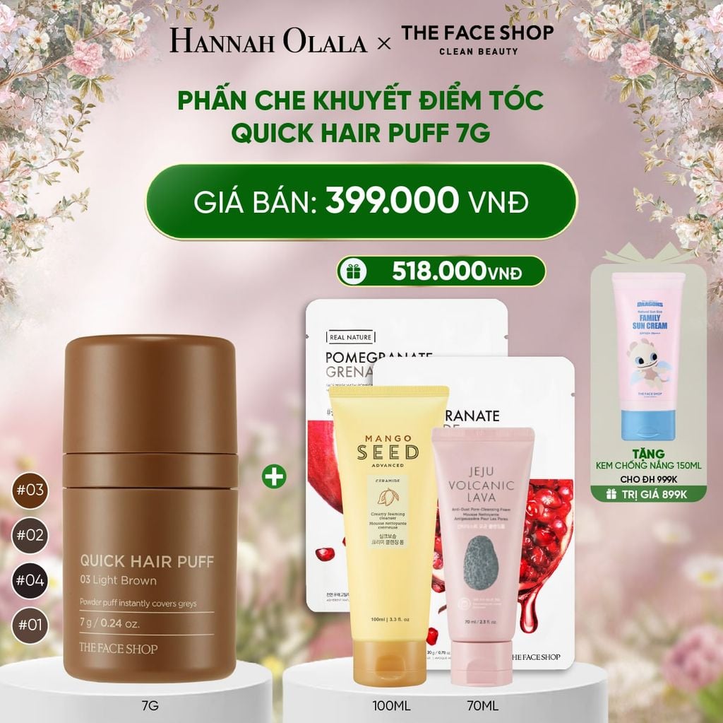  DEAL 4: PHẤN CHE KHUYẾT ĐIỂM TÓC QUICK HAIR PUFF 7G 