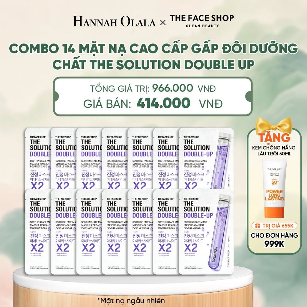  COMBO 14 MẶT NẠ CAO CẤP GẤP ĐÔI DƯỠNG CHẤT THE SOLUTION DOUBLE UP - A6 
